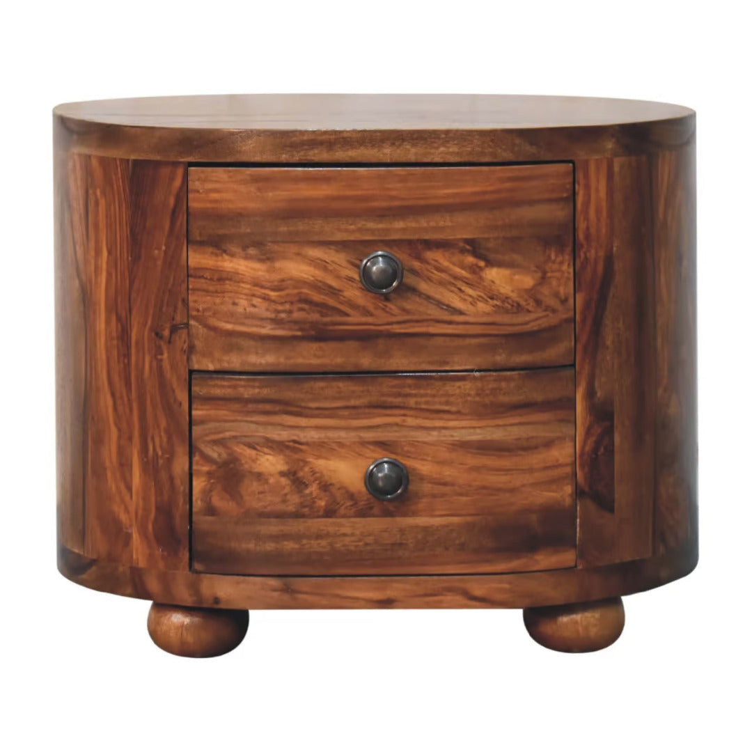 Round Honey Bedside with Bun Feet - Price Crash Furniture