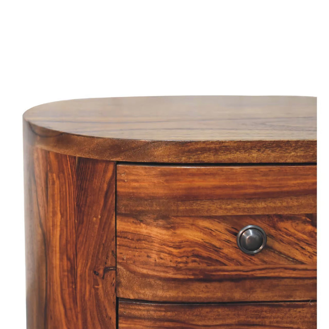 Round Honey Bedside with Bun Feet - Price Crash Furniture