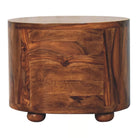 Round Honey Bedside with Bun Feet - Price Crash Furniture