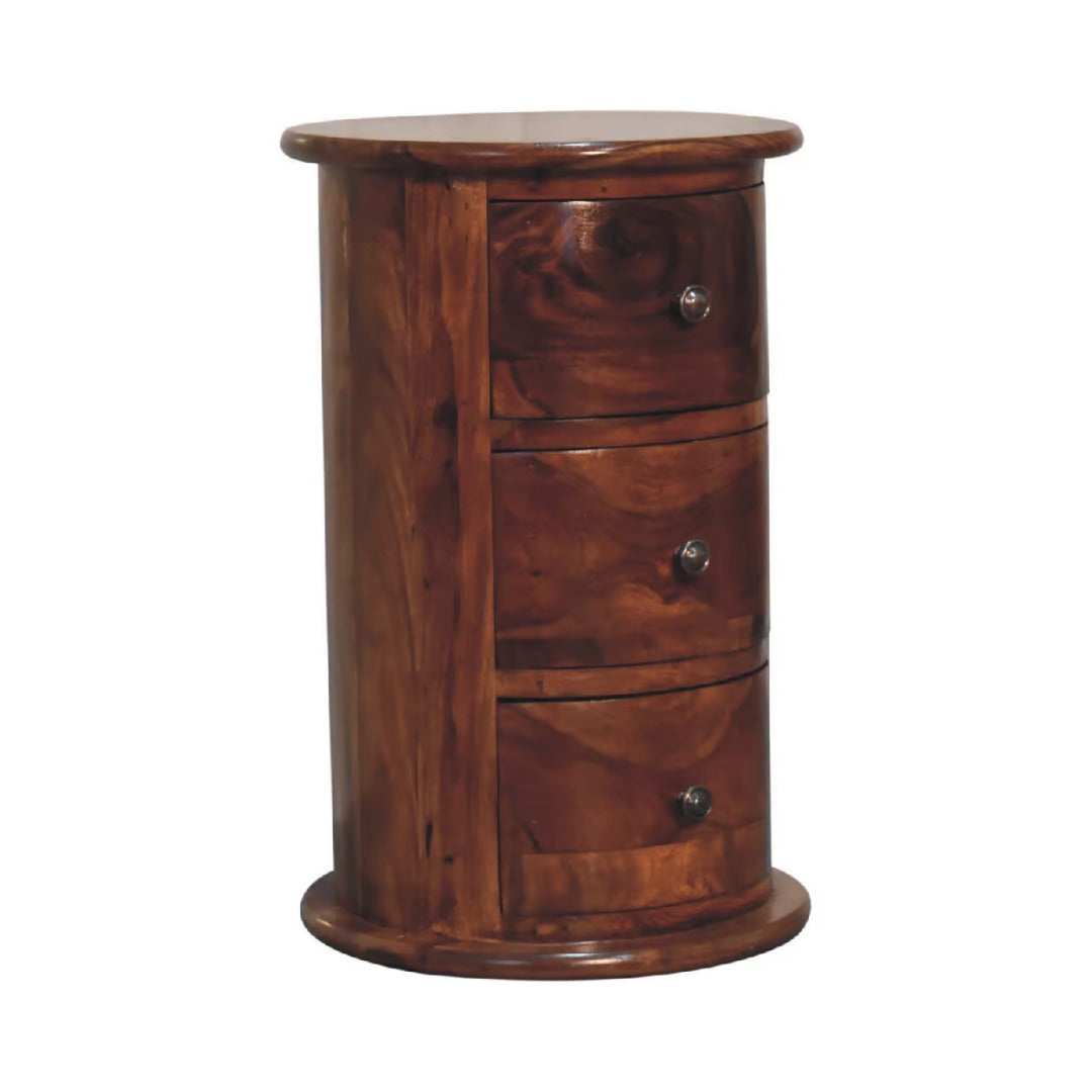 Sheesham Chestnut 3 Drawer Drum Chest - Price Crash Furniture