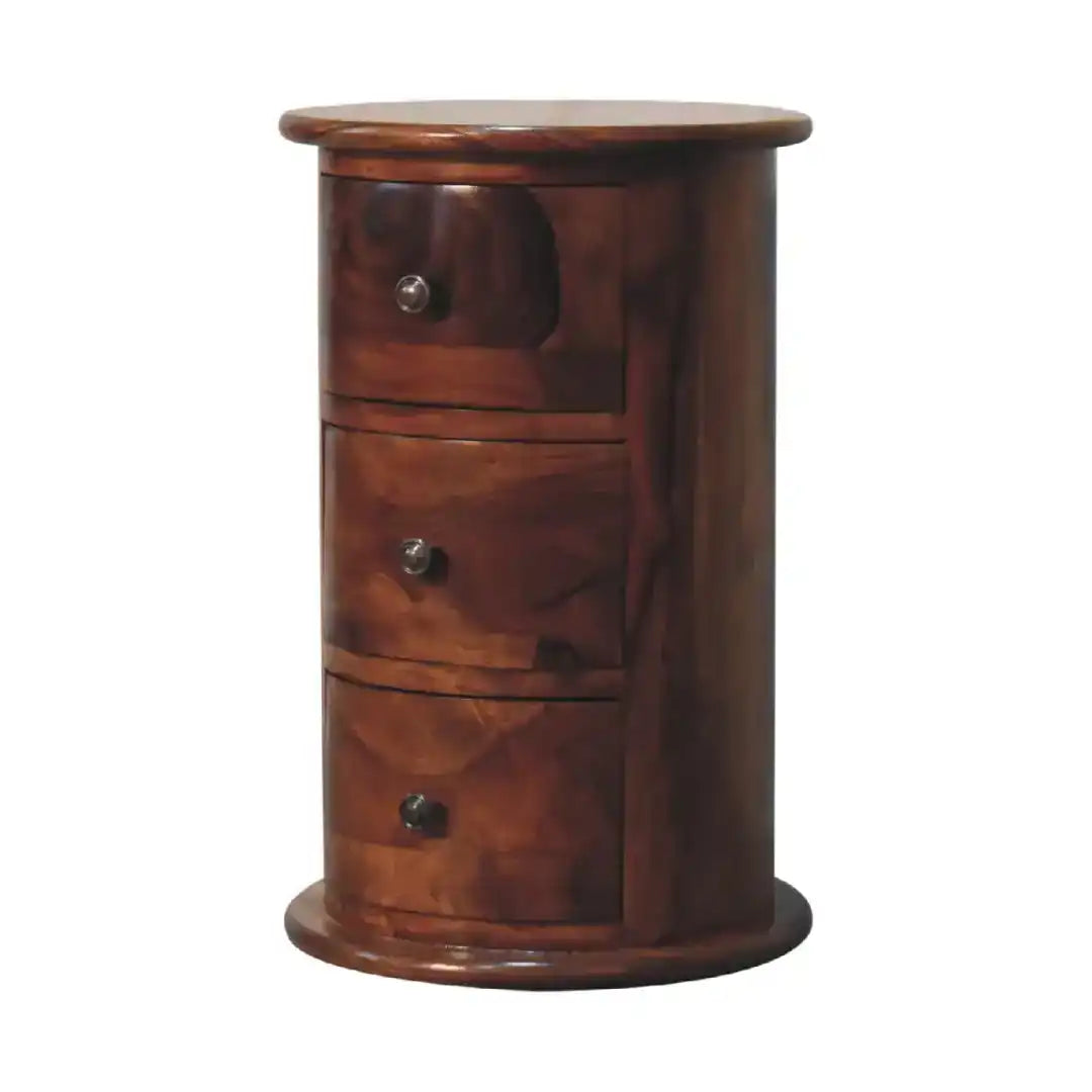 Sheesham Chestnut 3 Drawer Drum Chest - Price Crash Furniture