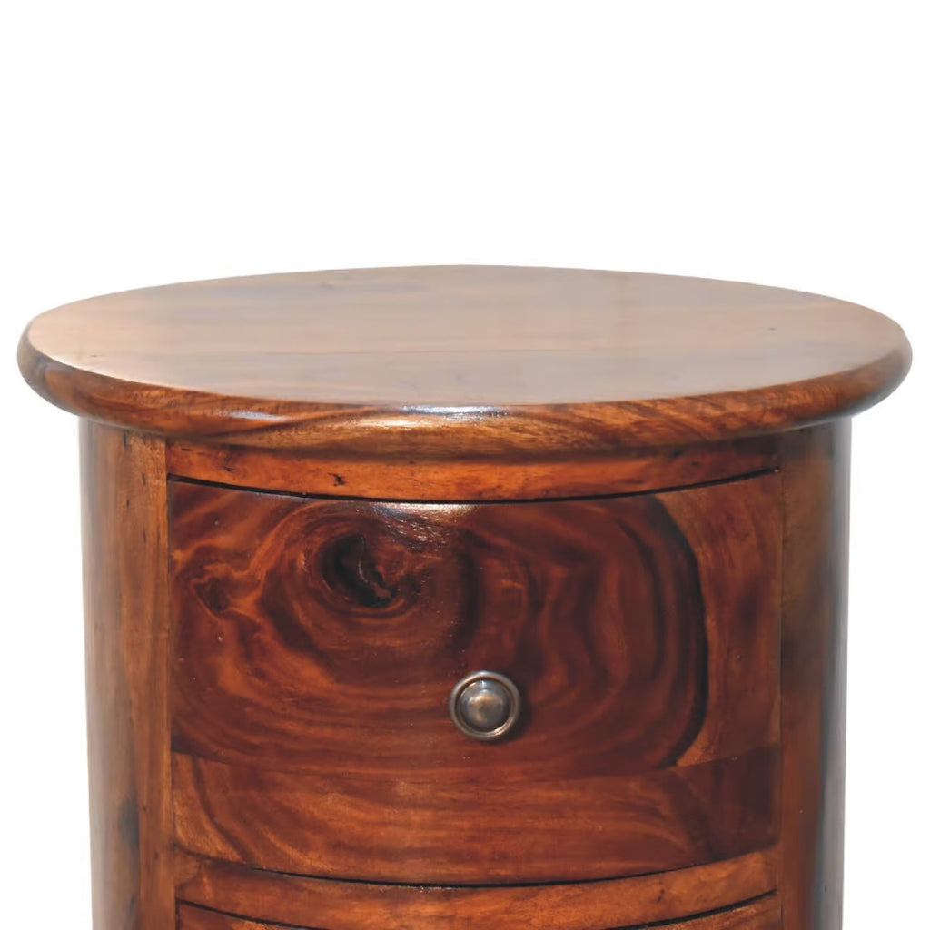Sheesham Chestnut 3 Drawer Drum Chest - Price Crash Furniture