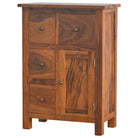 Sheesham Wood Cabinet with 4 Drawers and 1 Door - Price Crash Furniture