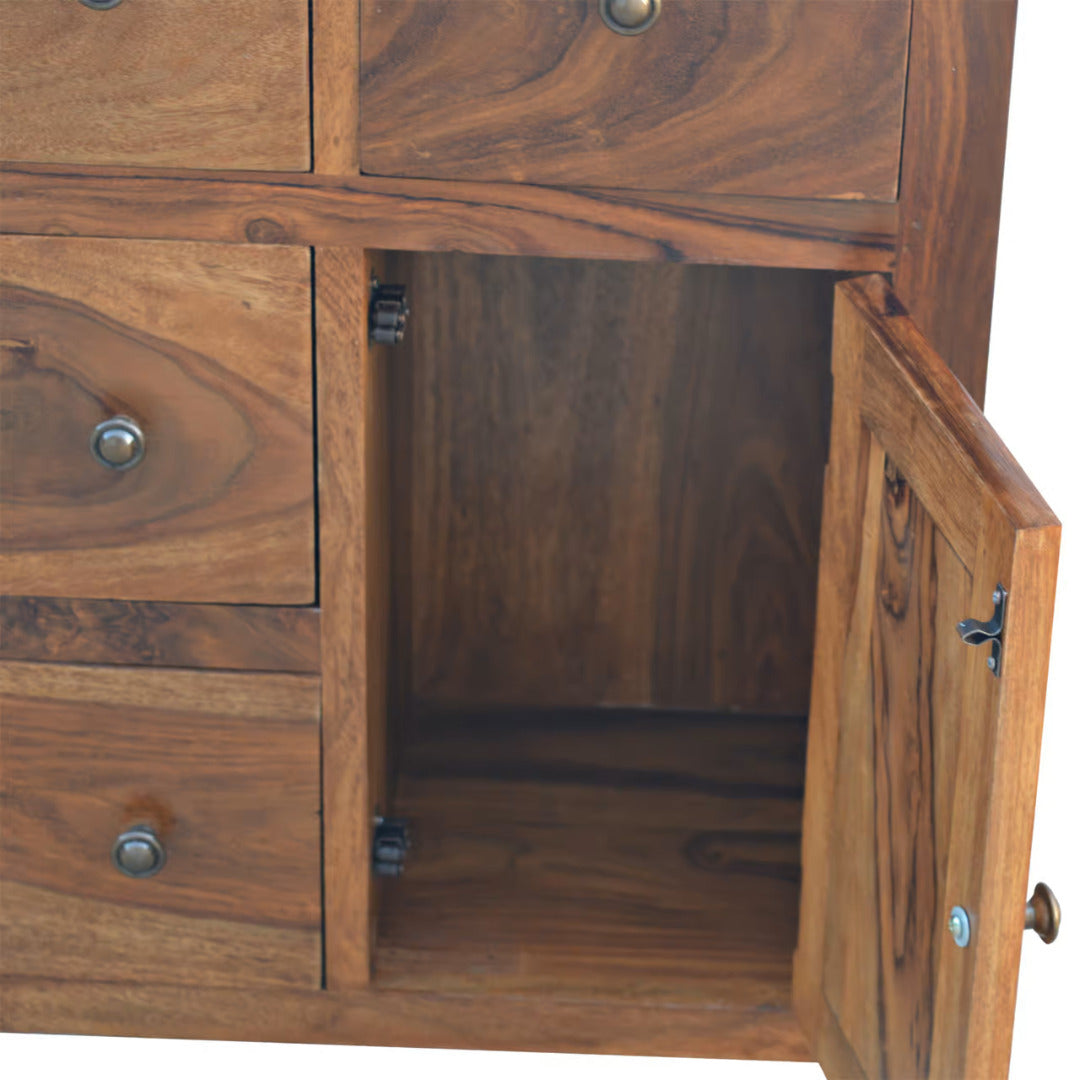 Sheesham Wood Cabinet with 4 Drawers and 1 Door - Price Crash Furniture