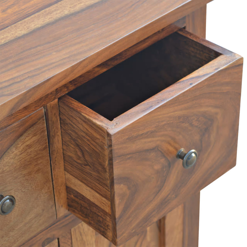 Sheesham Wood Cabinet with 4 Drawers and 1 Door - Price Crash Furniture
