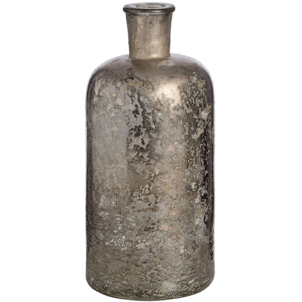 Antique Silver Effect Glass Bottle Vase - Price Crash Furniture