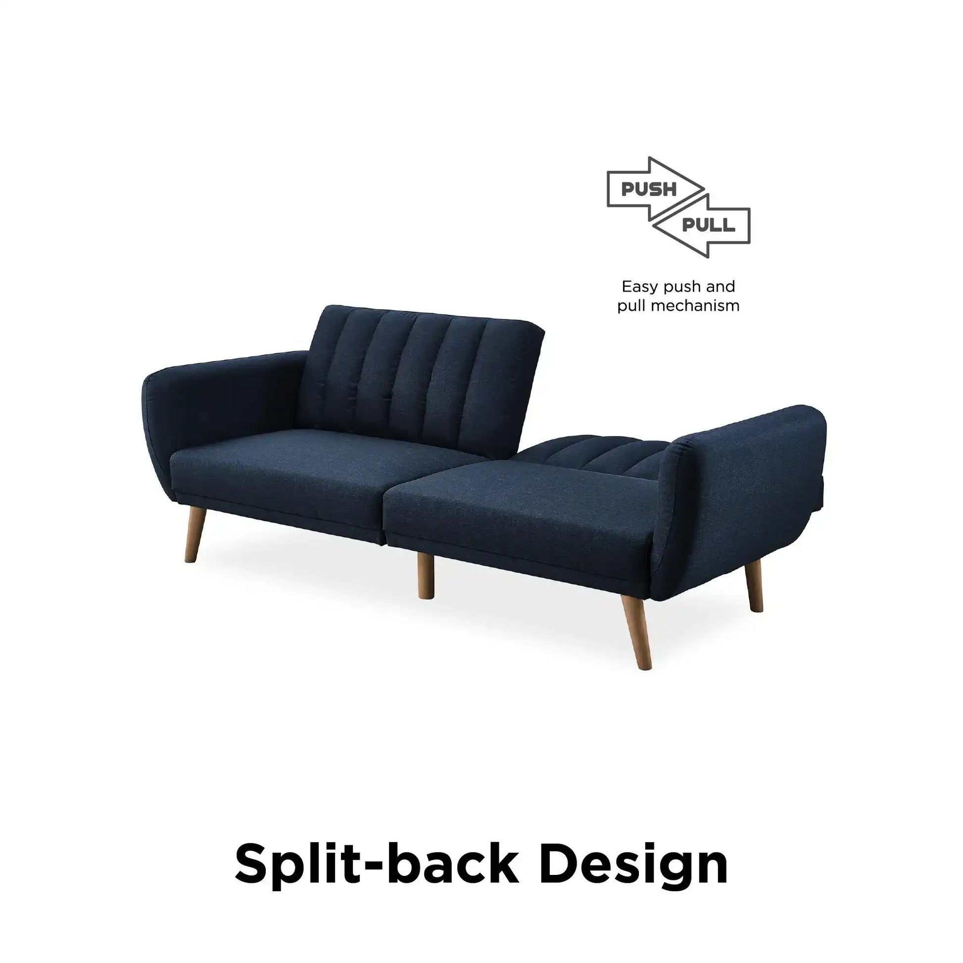 NOVOGRATZ Brittany Sofa Bed Wooden Legs - Linen - Navy - Price Crash Furniture