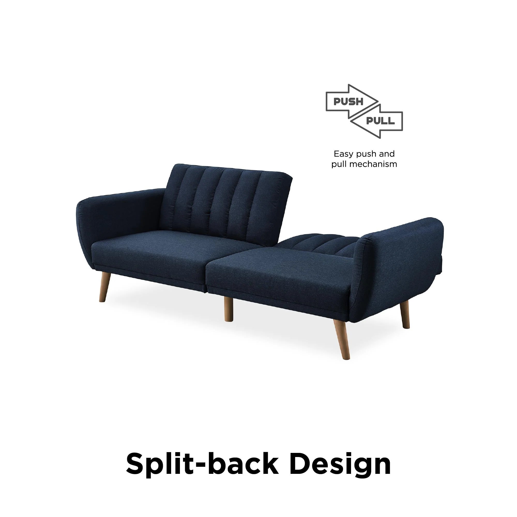 NOVOGRATZ Brittany Sofa Bed Wooden Legs - Linen - Navy - Price Crash Furniture