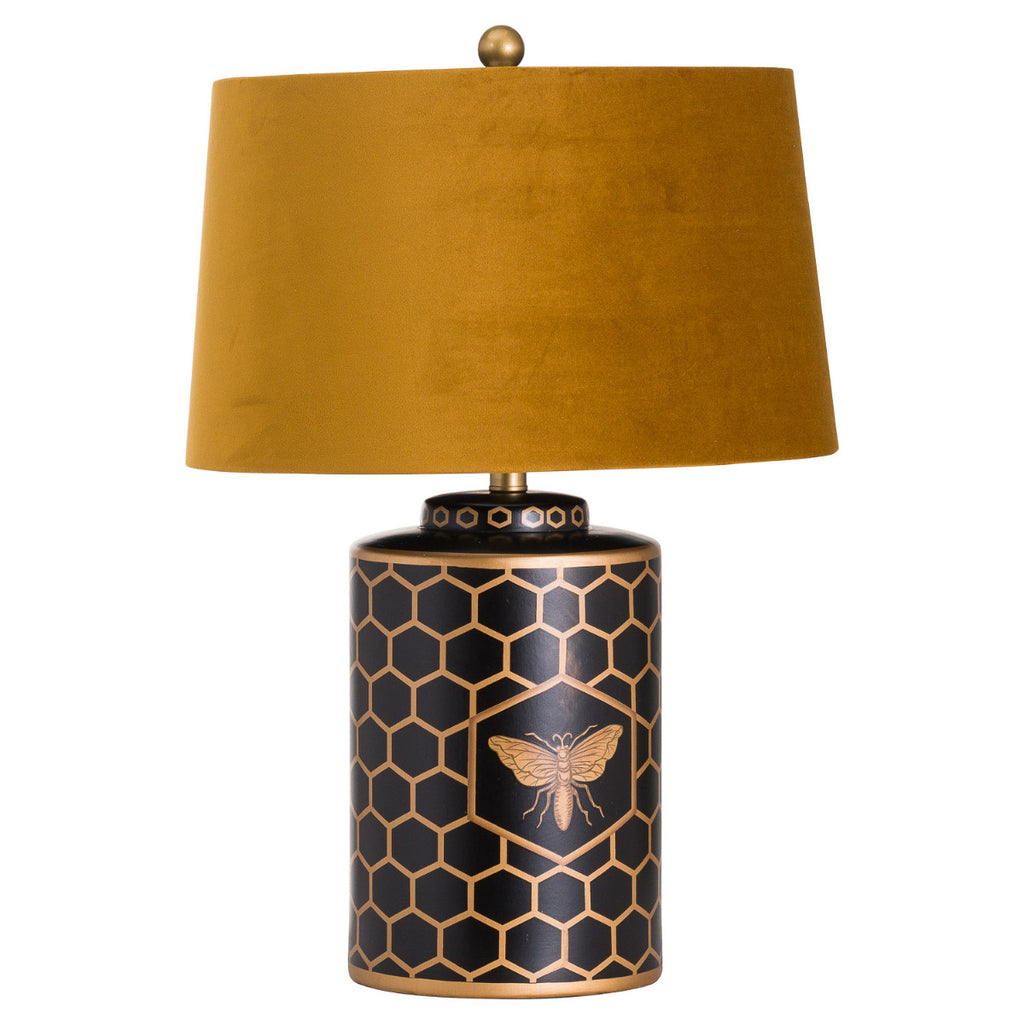 Harlow Bee Table Lamp With Mustard Shade - Price Crash Furniture