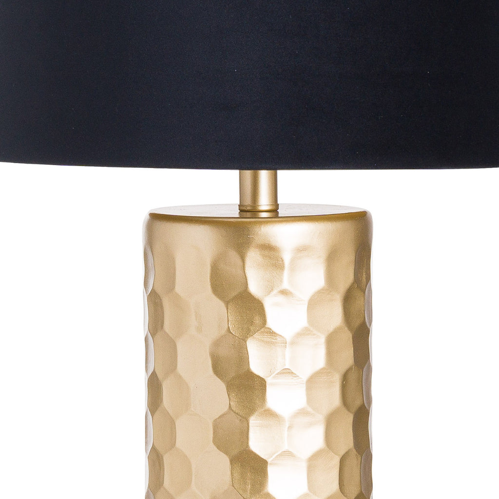 Jem Honey Comb Gold Table Lamp With Black Velvet Shade - Price Crash Furniture