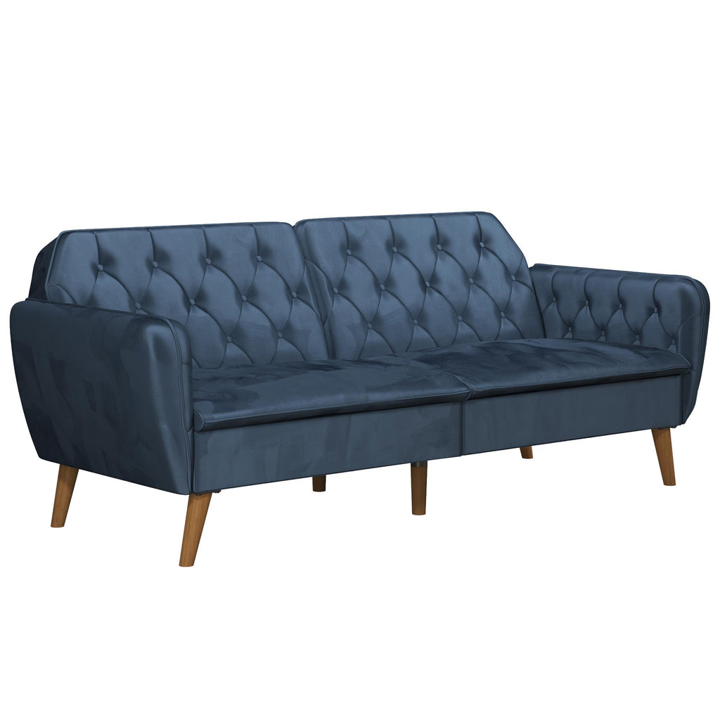 NOVOGRATZ Tallulah Memory Foam Futon Blue Velvet - Price Crash Furniture