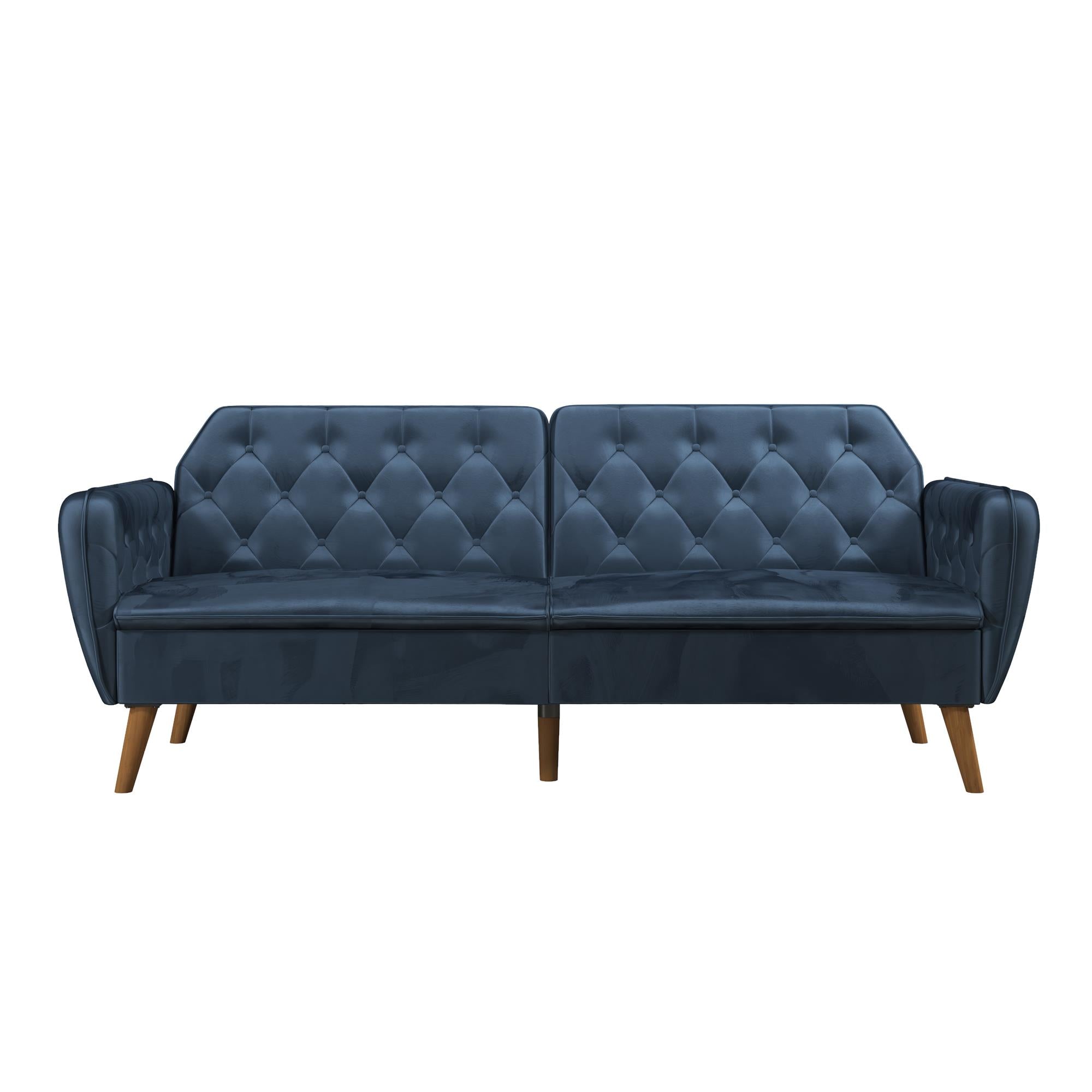 NOVOGRATZ Tallulah Memory Foam Futon Blue Velvet - Price Crash Furniture