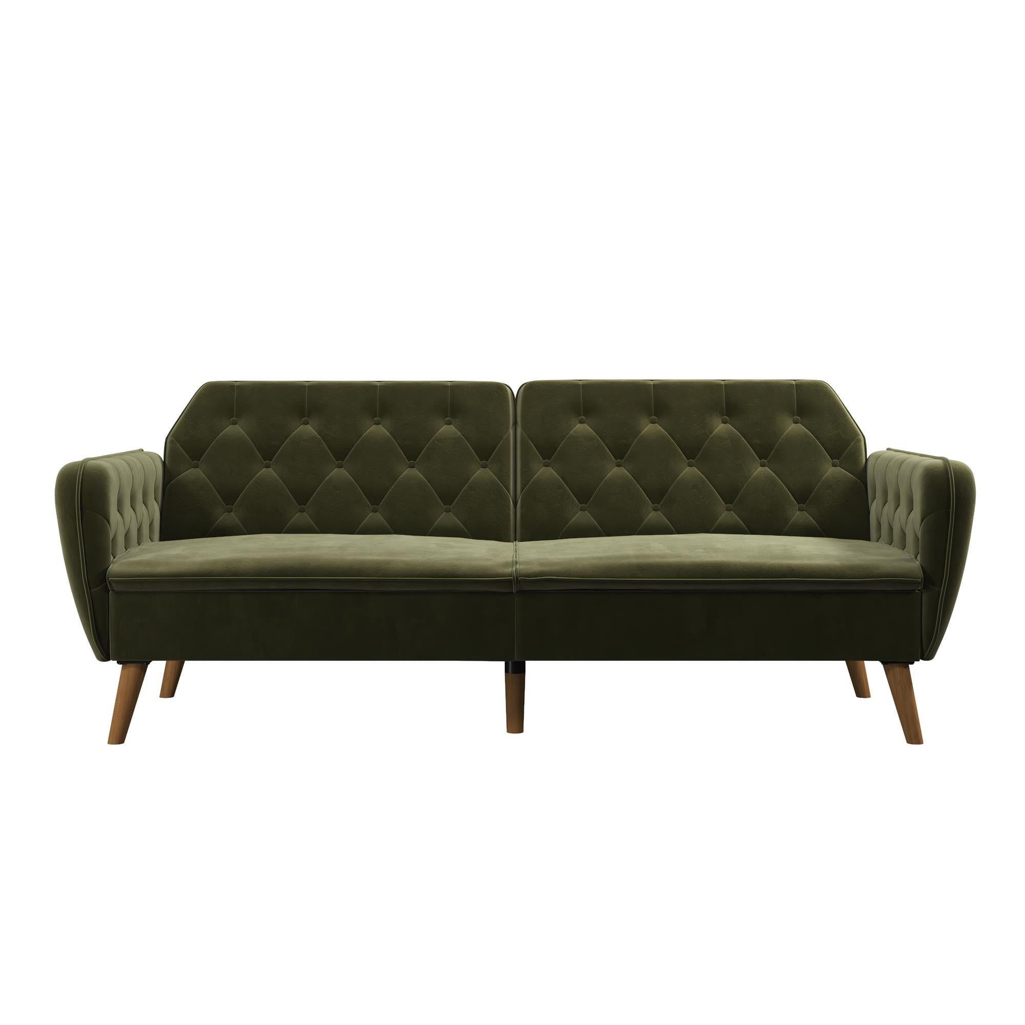 NOVOGRATZ Tallulah Memory Foam Futon Green Velvet - Price Crash Furniture