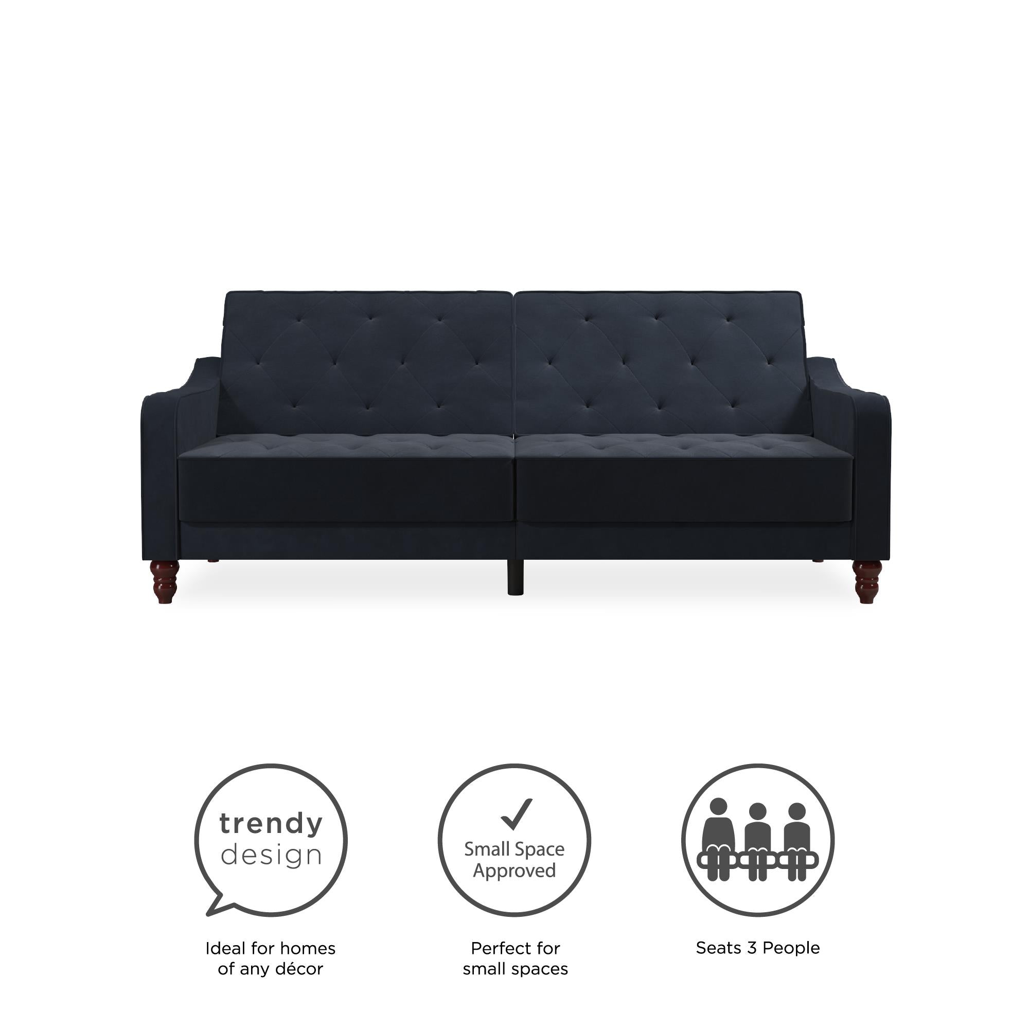 NOVOGRATZ Vintage Tufted Futon Blue Velvet - Price Crash Furniture