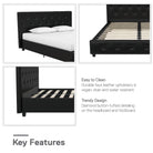 Dakota Upholstered Bed Black PU Double UK - Price Crash Furniture