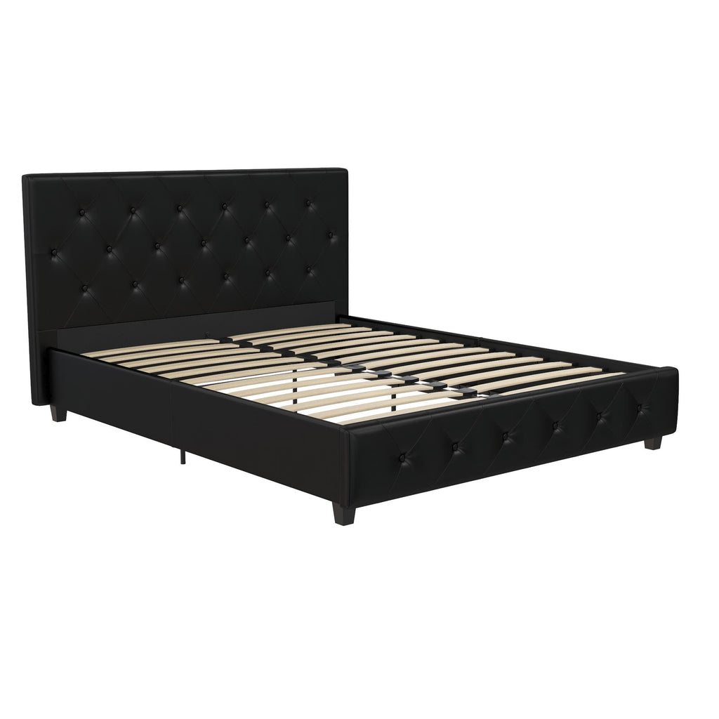 Dakota Upholstered Bed Black PU King UK - Price Crash Furniture