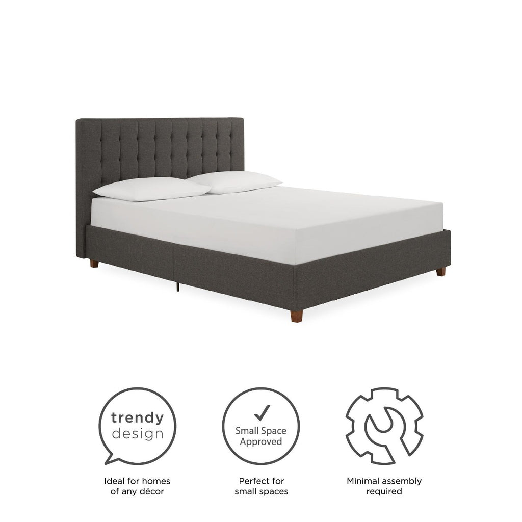 Features: Emily Upholstered Double Bed in Grey by Dorel at Price Crash Furniture