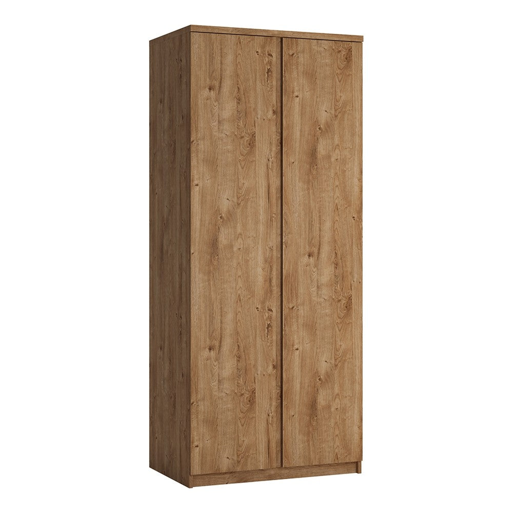 Fribo 2 Door Wardrobe with Hanging Rail & Shelves in Golden Oak - Price Crash Furniture