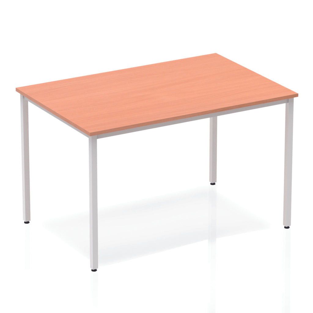 Impulse Straight Table with Beech Top and Silver Box Frame Leg - Price Crash Furniture