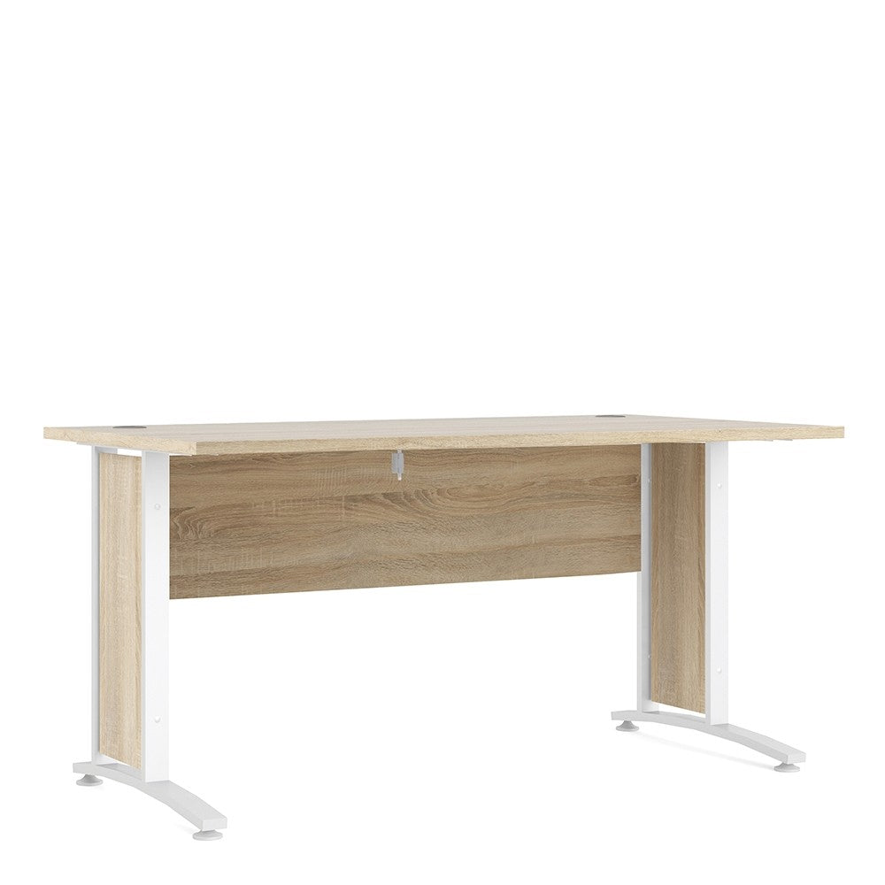 Prima Desk 150 cm in Oak with White Legs - Price Crash Furniture