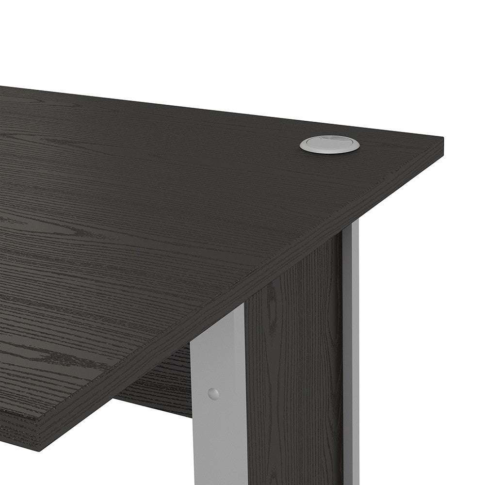Prima Desk 120 cm in Black Woodgrain with Silver Grey Steel Legs - Price Crash Furniture