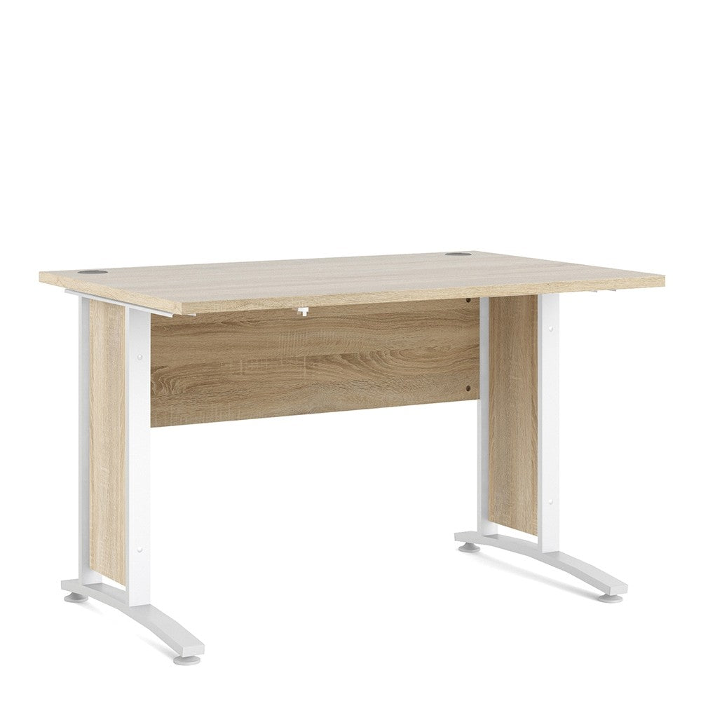 Prima Desk 120 cm in Oak with White Legs - Price Crash Furniture