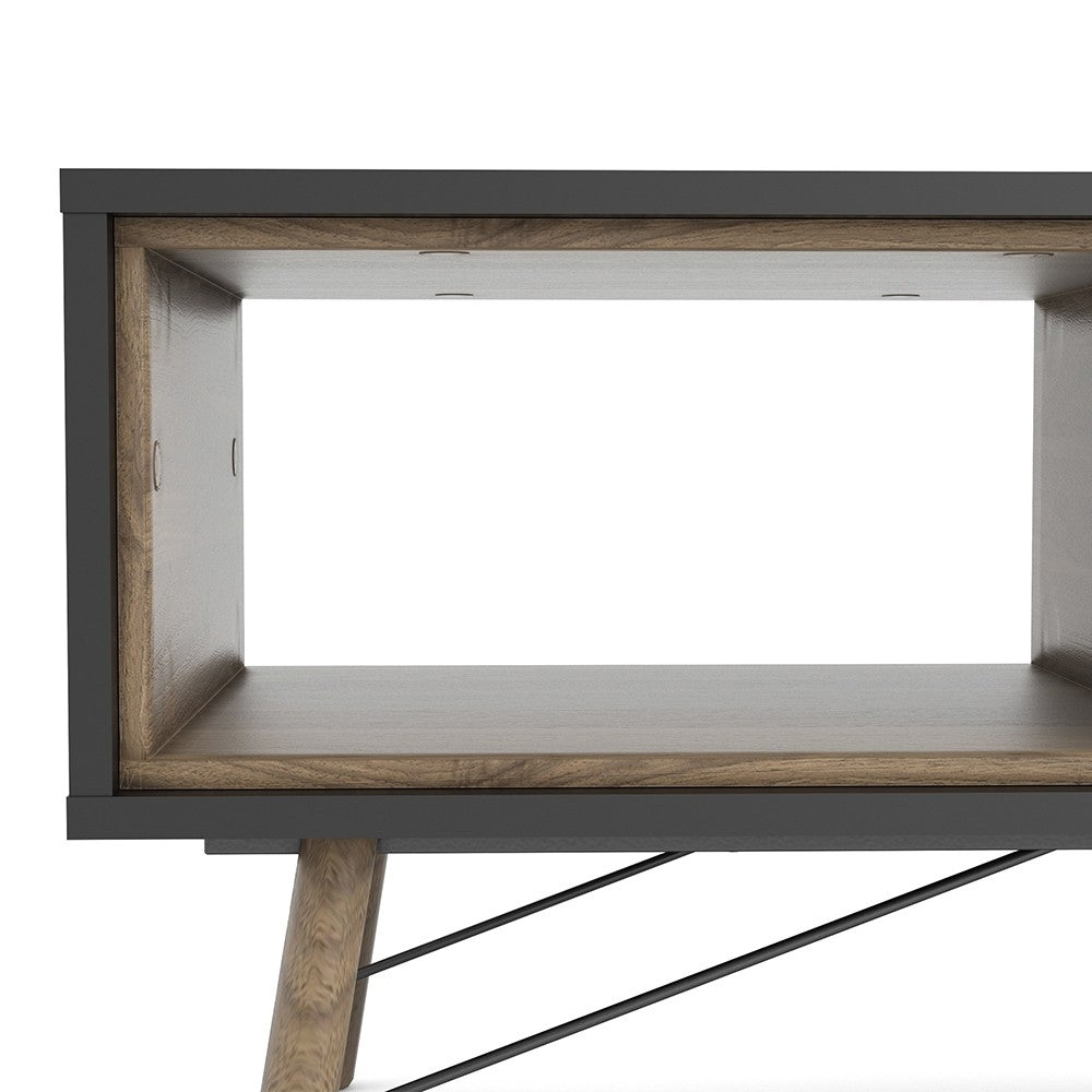 Ry Coffee Table wth 1 Drawer in Matt Black and Walnut - Price Crash Furniture