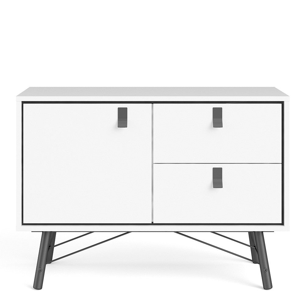 Ry Sideboard with 1 Door + 2 Drawers in Matt White - Price Crash Furniture