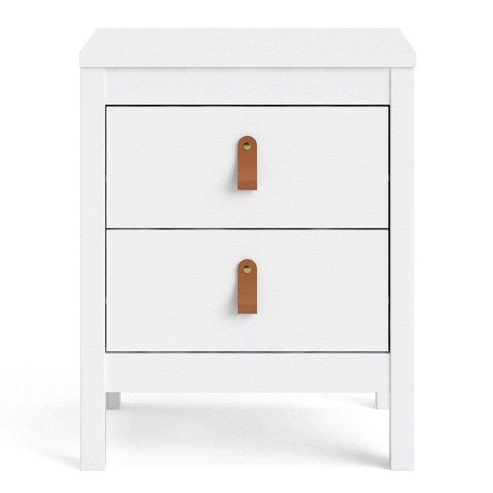 Barcelona Shaker Style Bedside Table Cabinet 2 Drawers in White - Price Crash Furniture