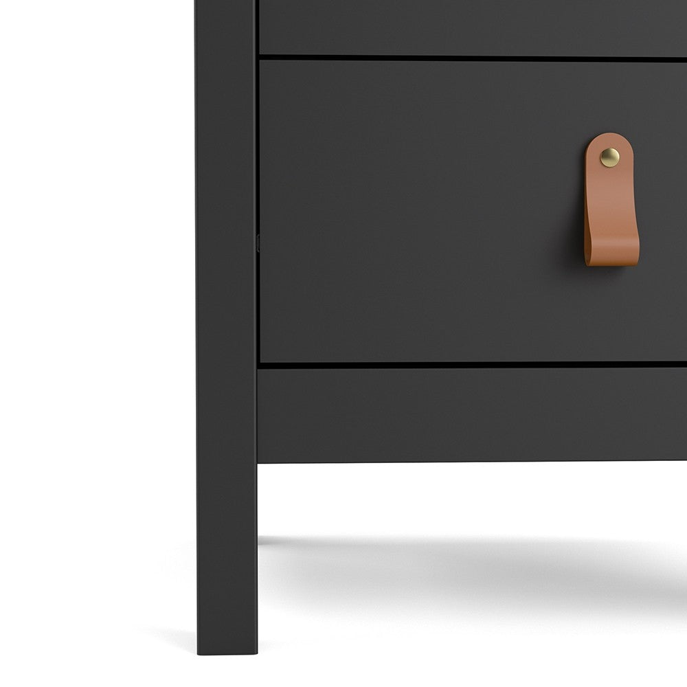 Barcelona Shaker Style Bedside Table Cabinet with 2 Drawers in Matt Black - Price Crash Furniture