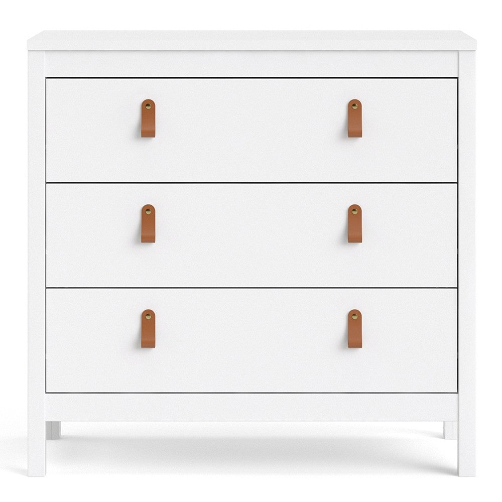 Barcelona Shaker Style 3 Drawer Chest of Drawers in White - Price Crash Furniture