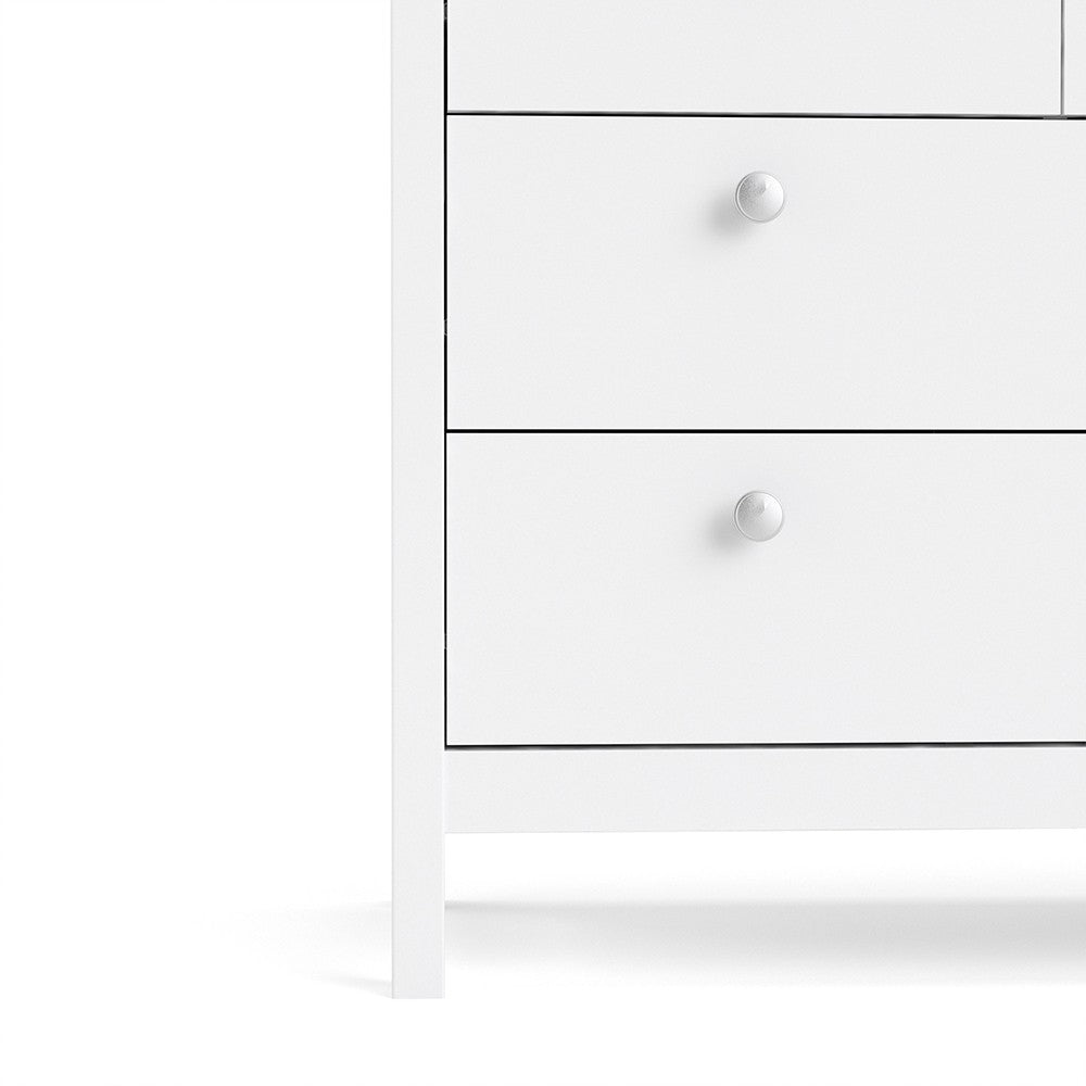 Madrid Large Wide (4+4) 8 Drawer Chest of Drawers in White - Price Crash Furniture