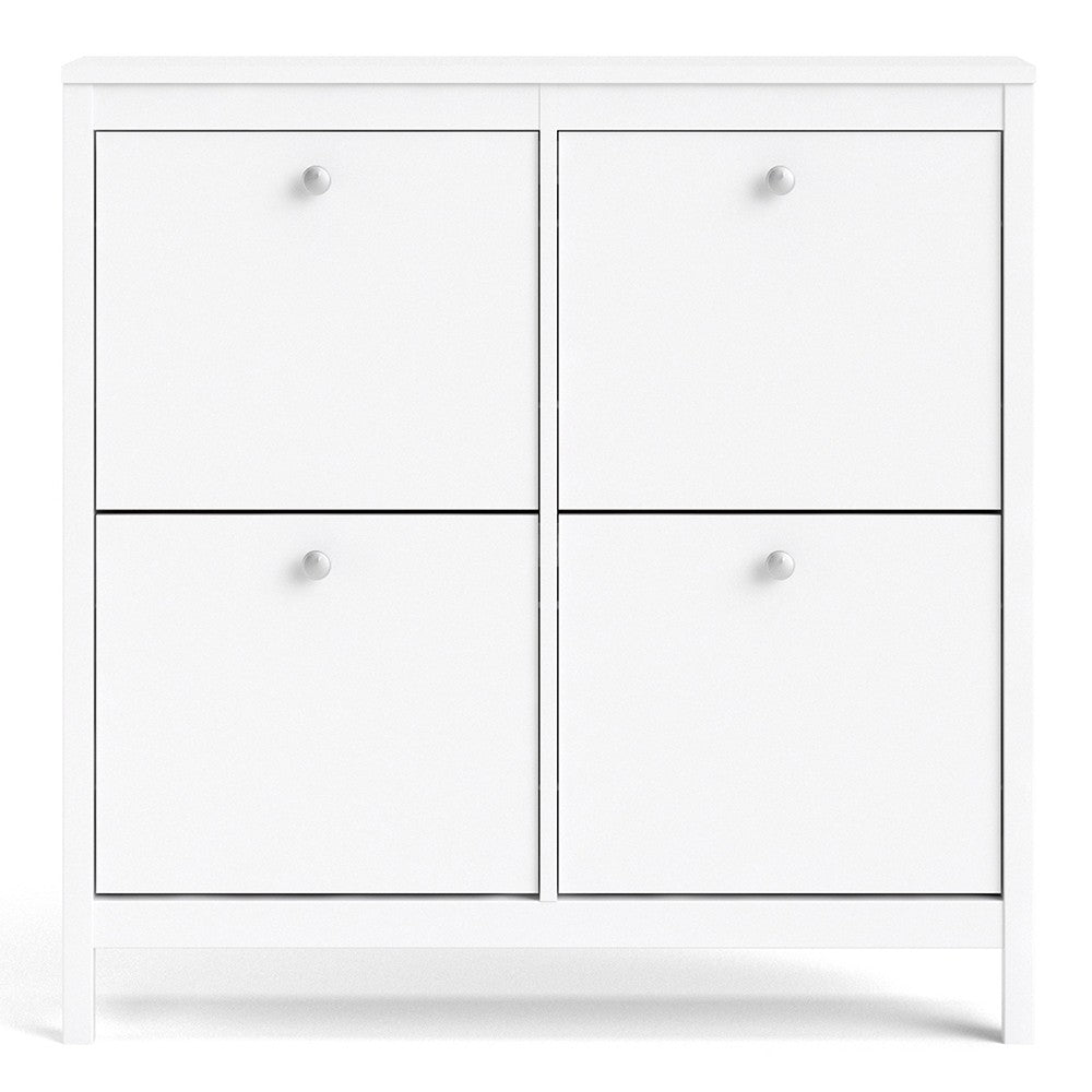 Madrid Shoe Cabinet Cupboard with 4 Storage Compartments in White - Price Crash Furniture