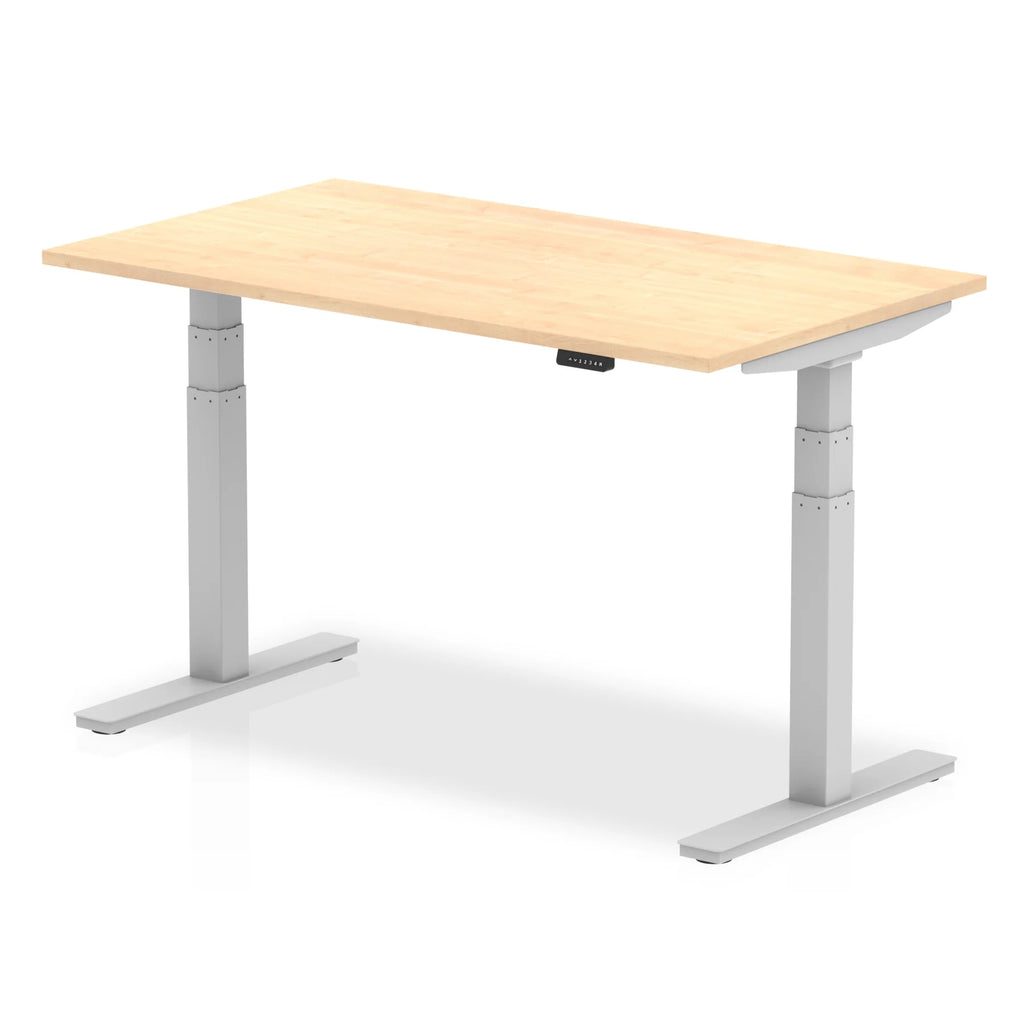 Air 800mm Height Adjustable Office Desk Maple Top Silver Leg - Price Crash Furniture