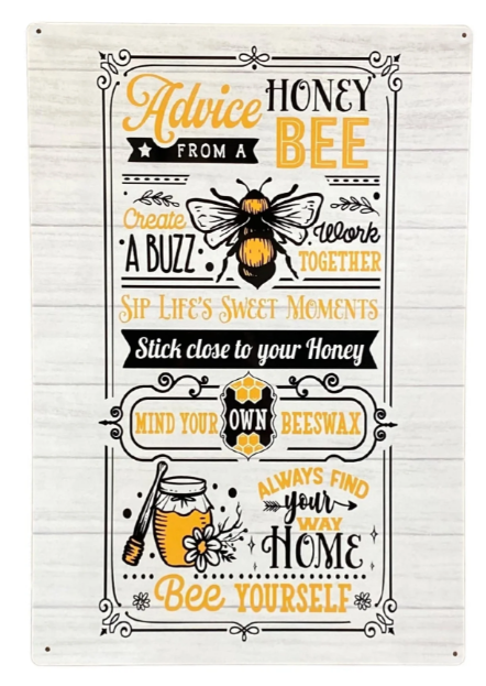 Metal Sign Plaque - Advice From A Honey Bee - Price Crash Furniture