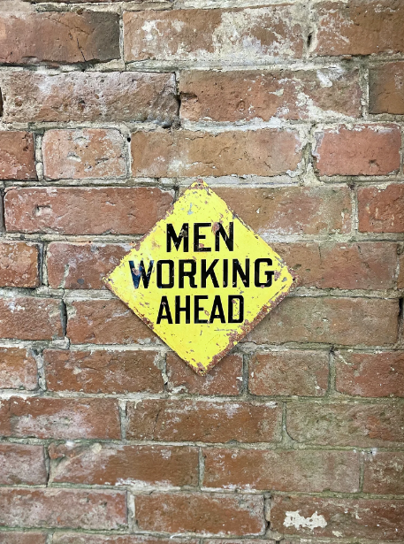 Metal Square Wall Sign - Men At Work - Price Crash Furniture