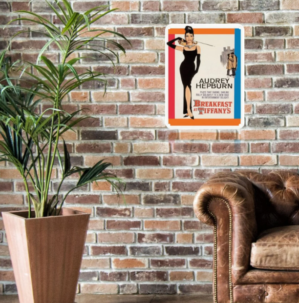 Large Metal Sign 60 x 49.5cm Movie Poster Audrey Hepburn - Price Crash Furniture