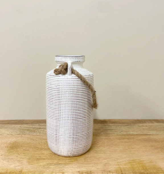 Large Stone Vase With Rope Handle - Price Crash Furniture