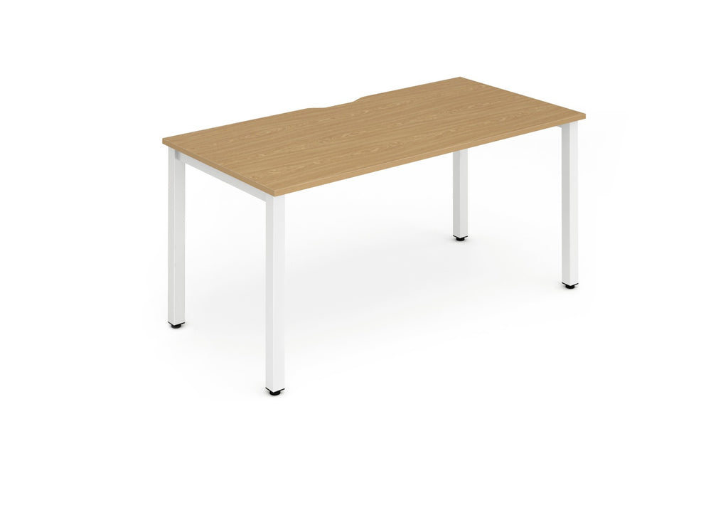 Evolve Plus Single Starter Desk with Oak Top and White Frame - Price Crash Furniture