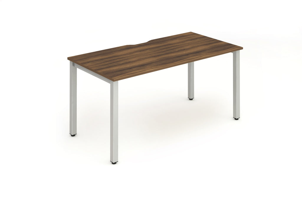 Evolve Plus Single Starter Desk with Walnut Top and Silver Frame - Price Crash Furniture