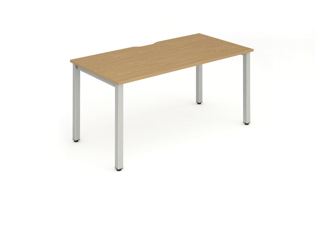 Evolve Plus Single Starter Desk with Oak Top and Silver Frame - Price Crash Furniture