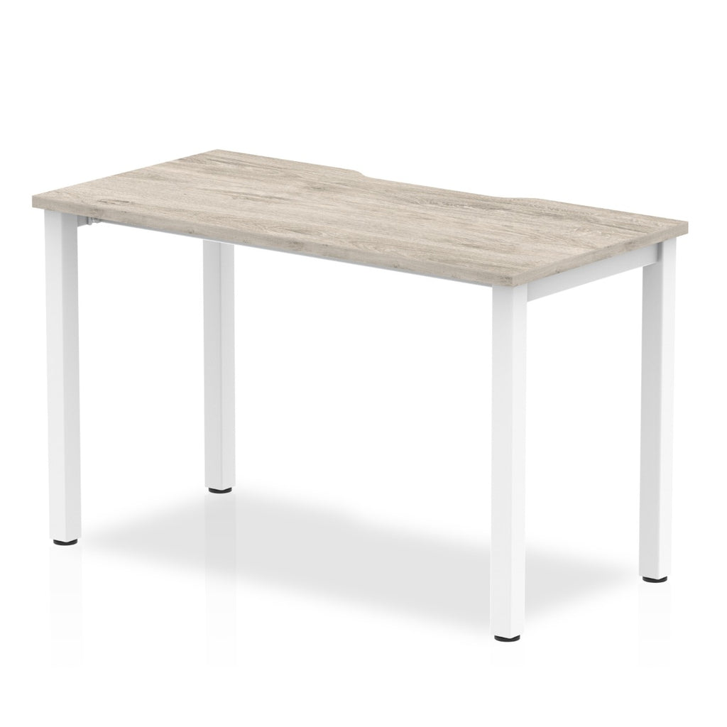 Evolve Plus Single Starter Desk with Grey Oak Top and White Frame - Price Crash Furniture