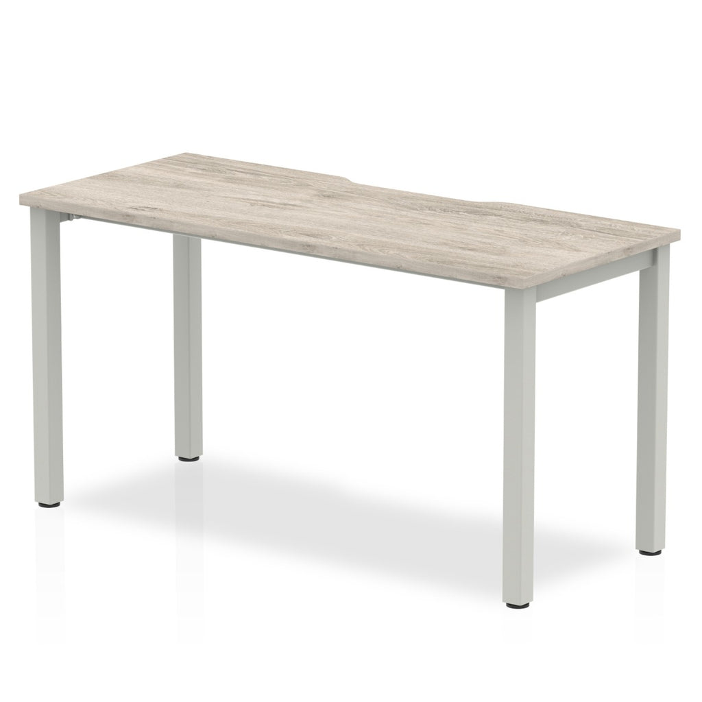 Evolve Plus Single Starter Desk with Grey Oak Top and Silver Frame - Price Crash Furniture