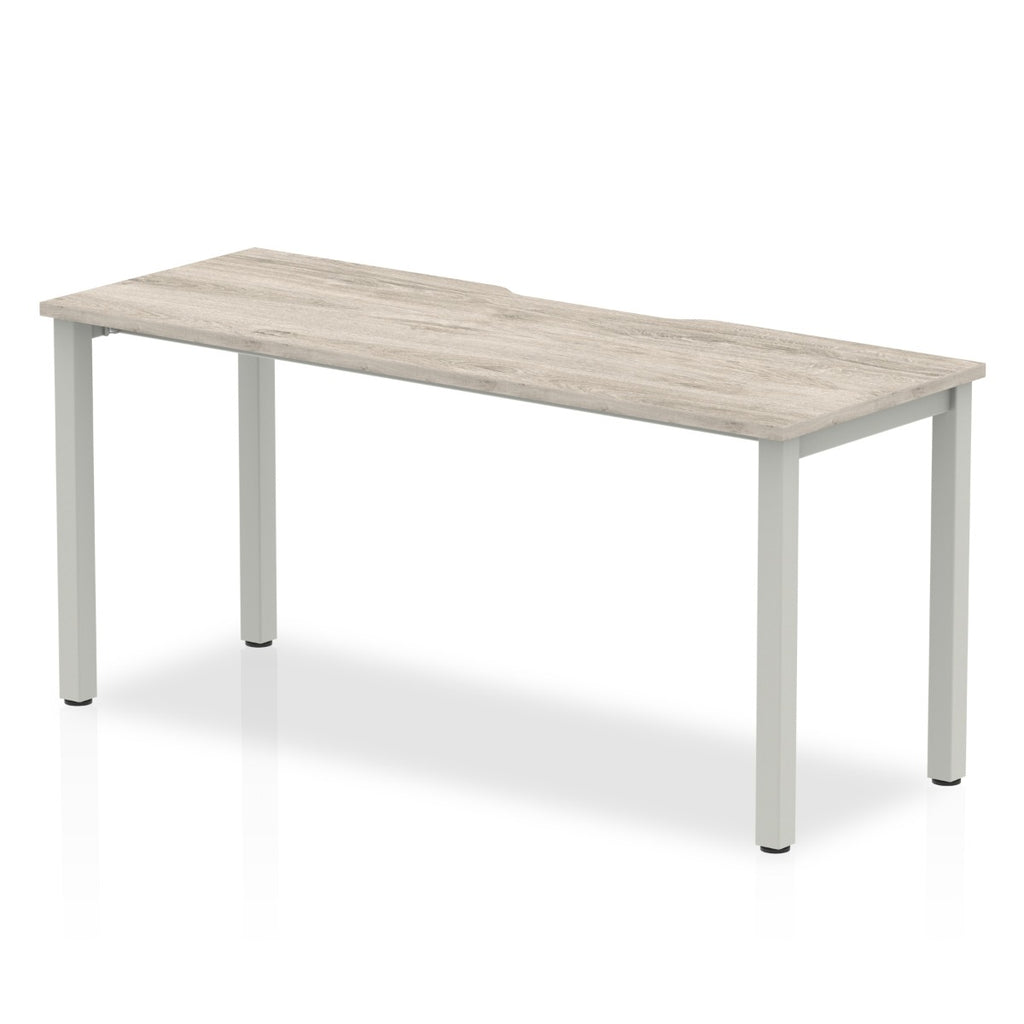 Evolve Plus Single Starter Desk with Grey Oak Top and Silver Frame - Price Crash Furniture