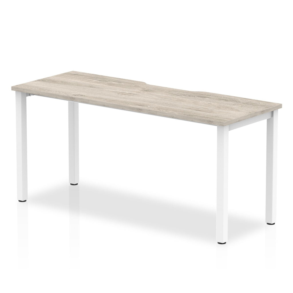 Evolve Plus Single Starter Desk with Grey Oak Top and White Frame - Price Crash Furniture