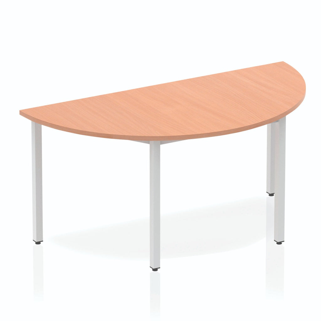 Impulse 1600mm Semi-Circle Table Beech Top Silver Box Frame Leg - Price Crash Furniture