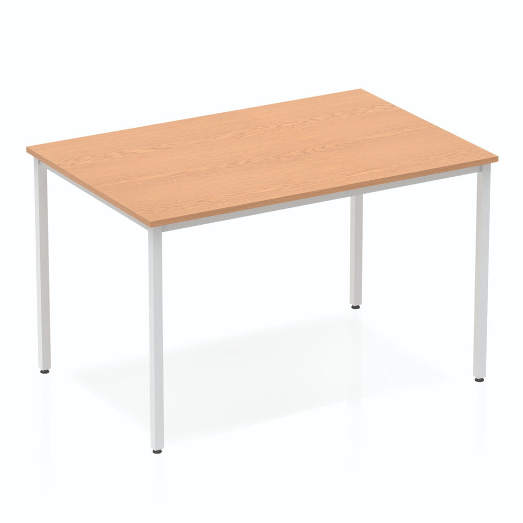 Impulse Straight Table with Oak Top and Silver Box Frame Leg - Price Crash Furniture