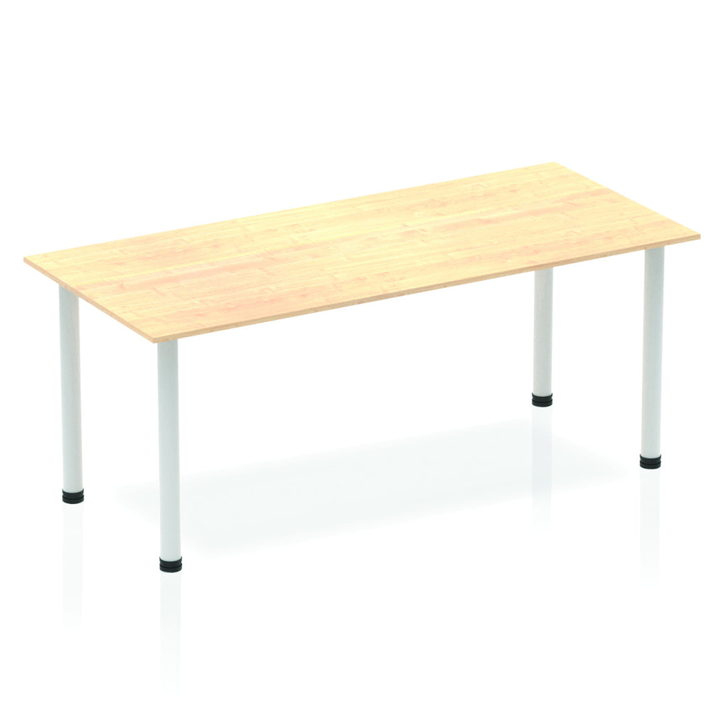 Impulse Straight Table with Maple Top and Silver Post Leg - Price Crash Furniture