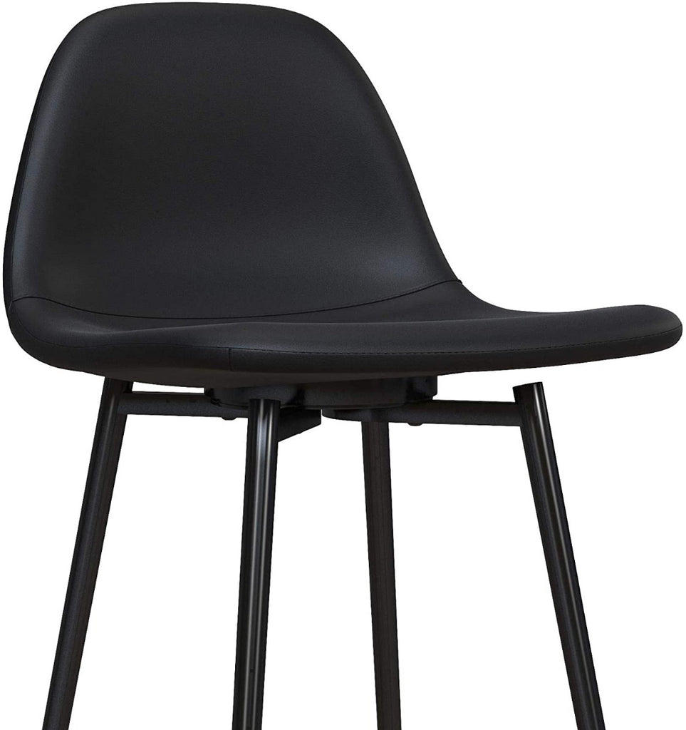 Calvin Single Upholstered Counter Stool in Black Faux Leather by Dorel - Price Crash Furniture