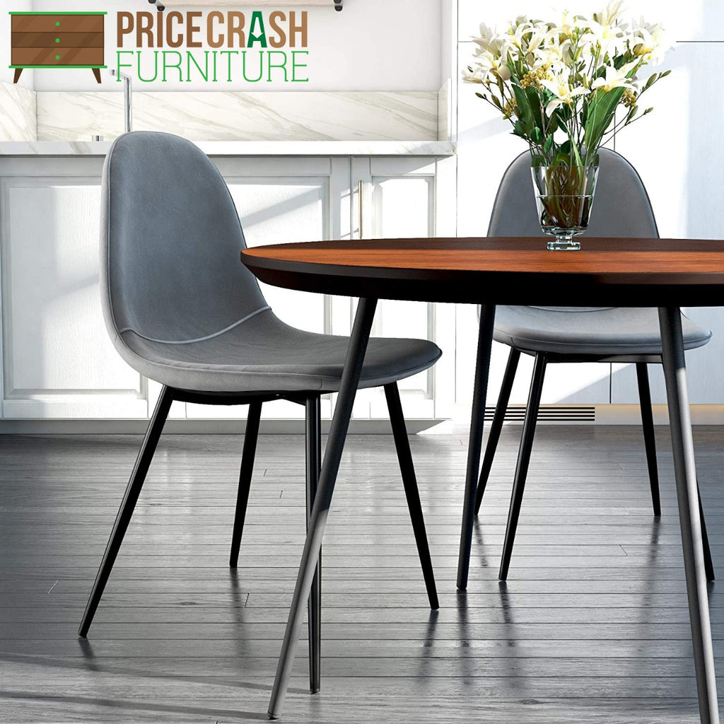 Pair of Calvin Upholstered Dining Chairs in Grey by Dorel - Price Crash Furniture